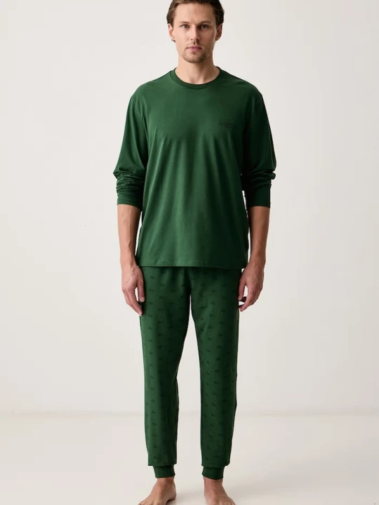 Obrázek produktu Lacoste dvoudílné pyžamo pánské bavlněné s elastanem zelená