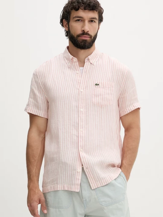 Obrázek produktu Lacoste košile pánská lněná růžová