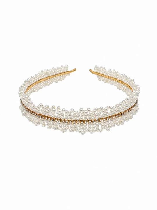 Obrázek produktu LanLivia Čelenka 'Handmade Delicate Pearls Headband' zlatá / bílá
