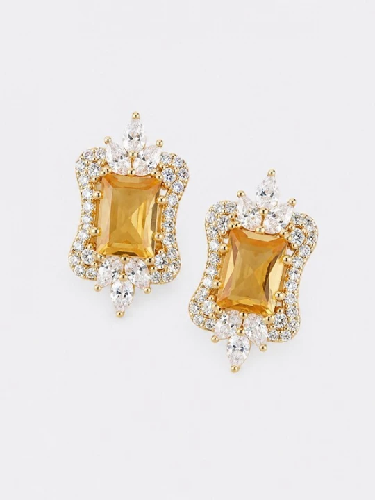 Obrázek produktu LanLivia Náušnice 'Citrine Royal Style Ear Studs' žlutý melír / zlatá