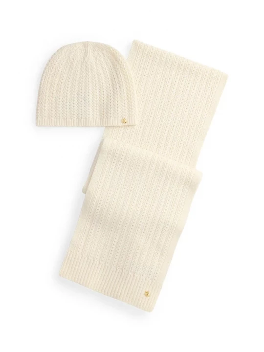 Obrázek produktu Lauren Ralph Lauren Čepice a šála s přídavkem vlny Lauren Ralph Lauren béžová