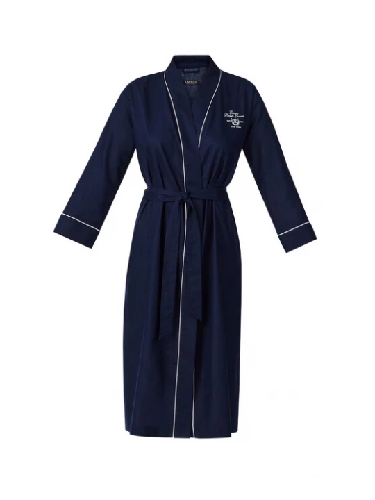 Obrázek produktu Lauren Ralph Lauren Dlouhý župan 'Herringone' modrá / bílá