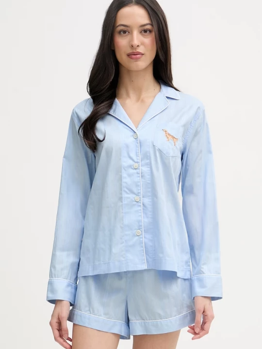Obrázek produktu Lauren Ralph Lauren dvoudílné pyžamo dámské bavlněné modrá