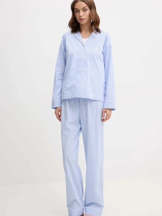 Obrázek produktu Lauren Ralph Lauren dvoudílné pyžamo dámské bavlněné modrá