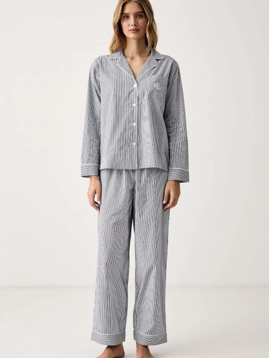 Obrázek produktu Lauren Ralph Lauren dvoudílné pyžamo dámské bavlněné námořnická modř