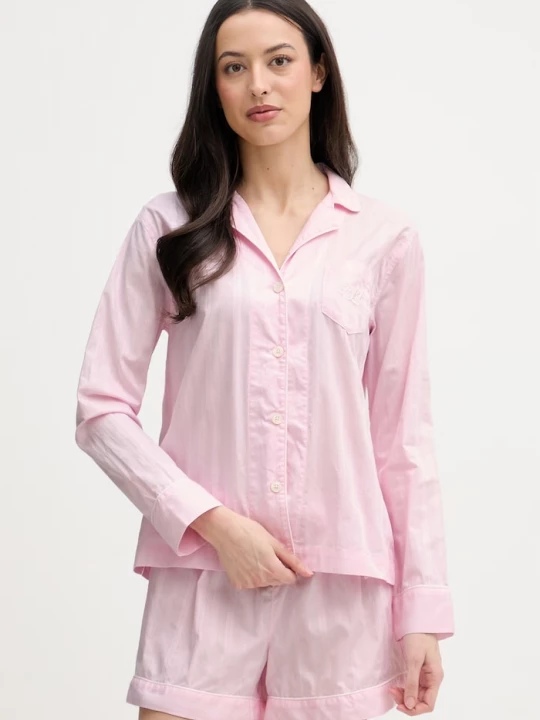 Obrázek produktu Lauren Ralph Lauren dvoudílné pyžamo dámské bavlněné růžová