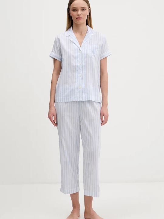 Obrázek produktu Lauren Ralph Lauren dvoudílné pyžamo dámské bavlnou modrá