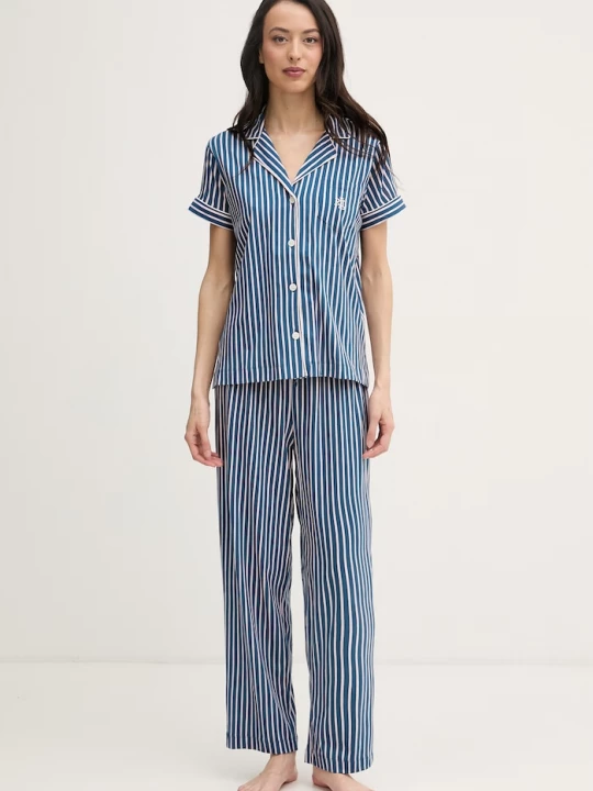 Obrázek produktu Lauren Ralph Lauren dvoudílné pyžamo dámské bavlnou námořnická modř