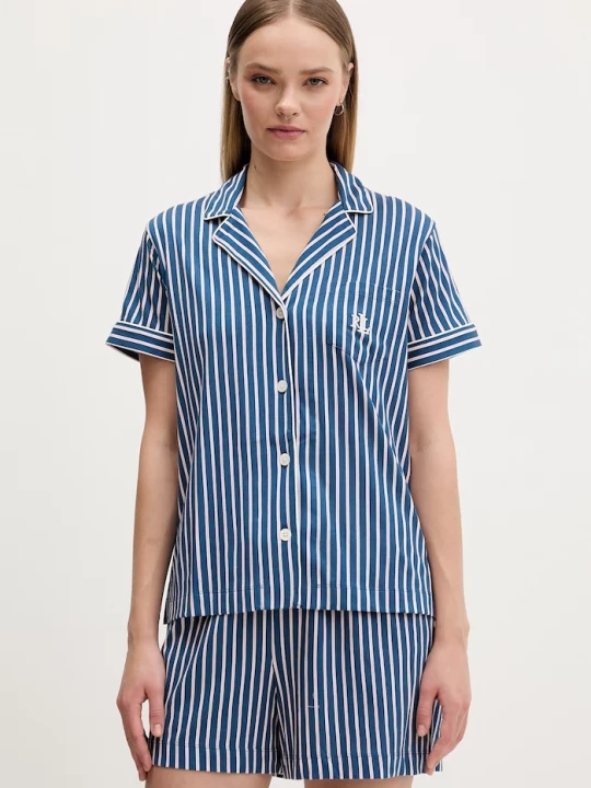 Obrázek produktu Lauren Ralph Lauren dvoudílné pyžamo dámské s viskózou námořnická modř