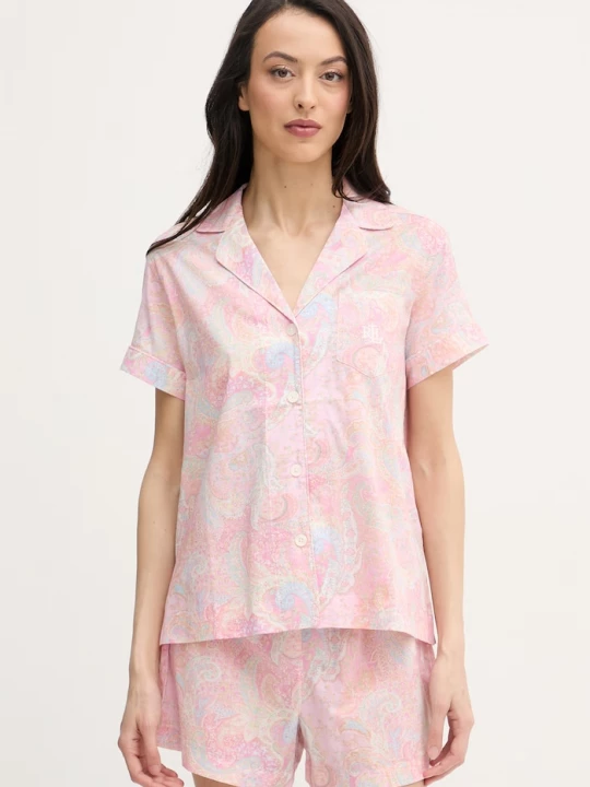 Obrázek produktu Lauren Ralph Lauren dvoudílné pyžamo dámské viskózou růžová