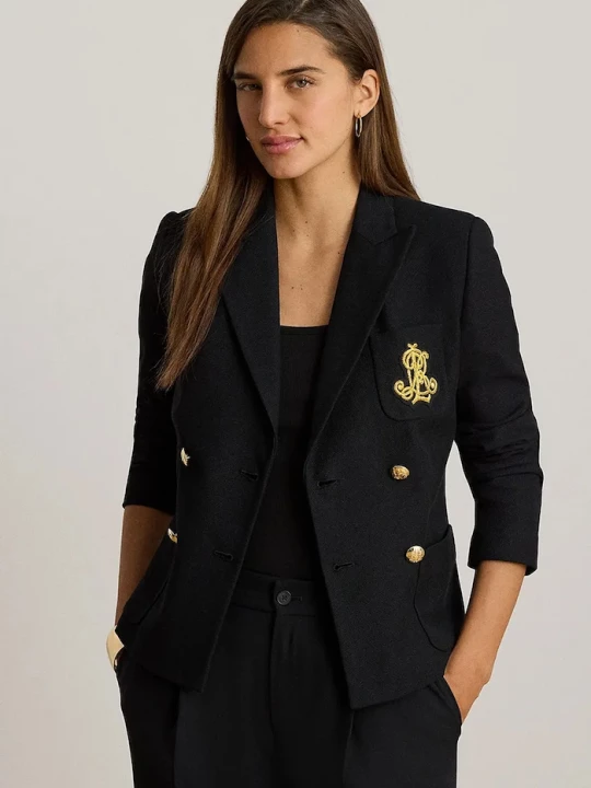Obrázek produktu Lauren Ralph Lauren dvouřadé sako bavlněné s elastanem černá