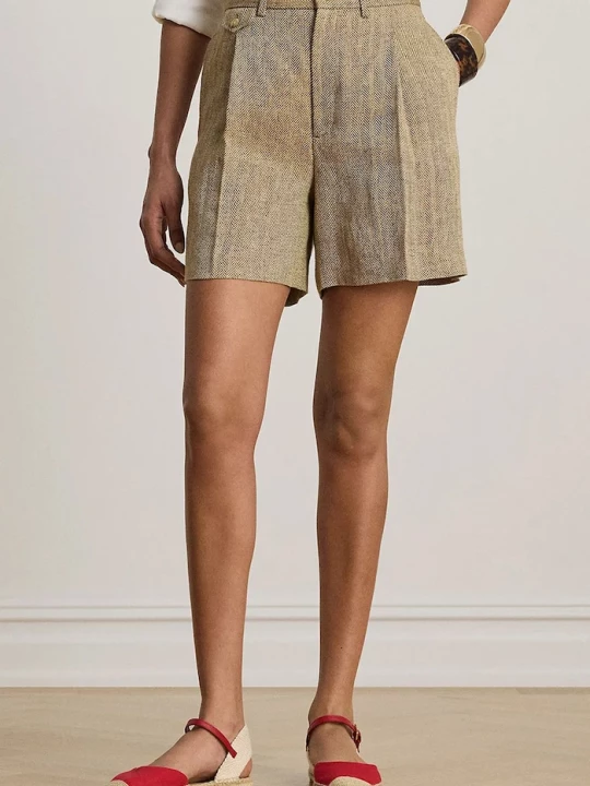 Obrázek produktu Lauren Ralph Lauren elegantní šortky dámské lněné béžová