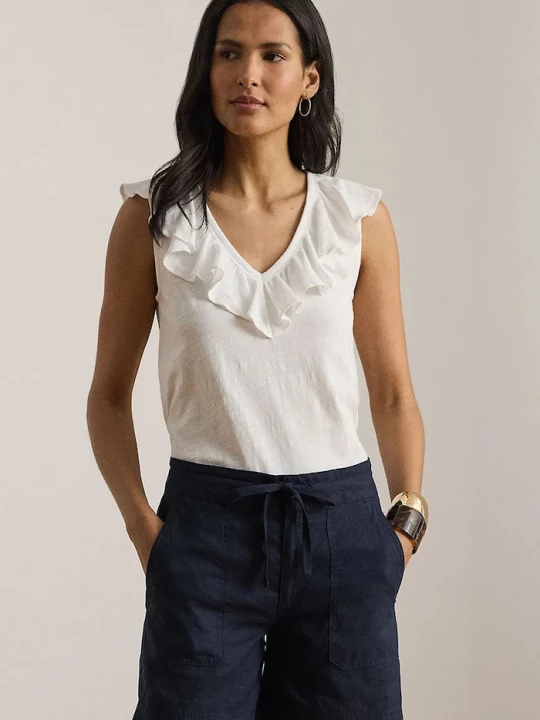 Obrázek produktu Lauren Ralph Lauren halenka s volánkem dámská bavlněná