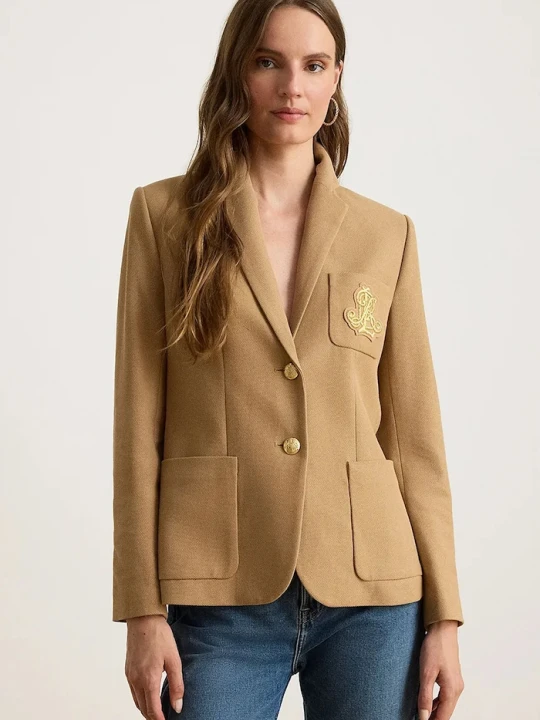 Obrázek produktu Lauren Ralph Lauren jednořadé sako dámské bavlněné s elastanem hnědá