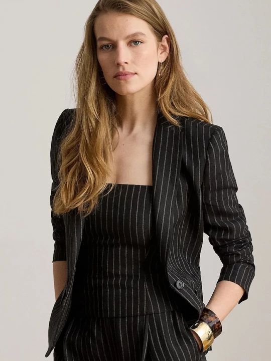 Obrázek produktu Lauren Ralph Lauren jednořadé sako dámské lněné černá