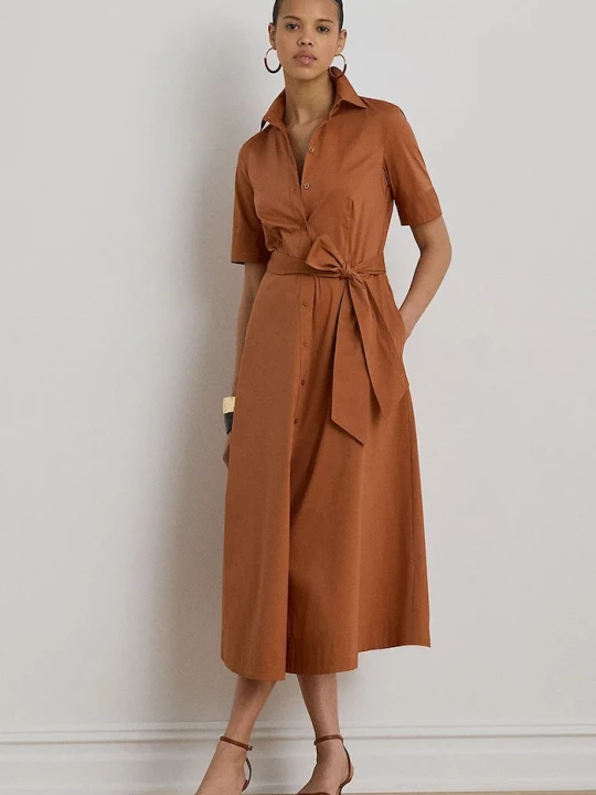 Obrázek produktu Lauren Ralph Lauren košilové šaty s bavlnou oranžová