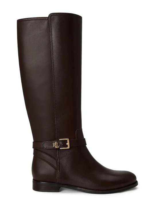 Obrázek produktu Lauren Ralph Lauren kozačky nad kolena na plochém podpatku dámské semišové Brooke Tll 2 hnědá