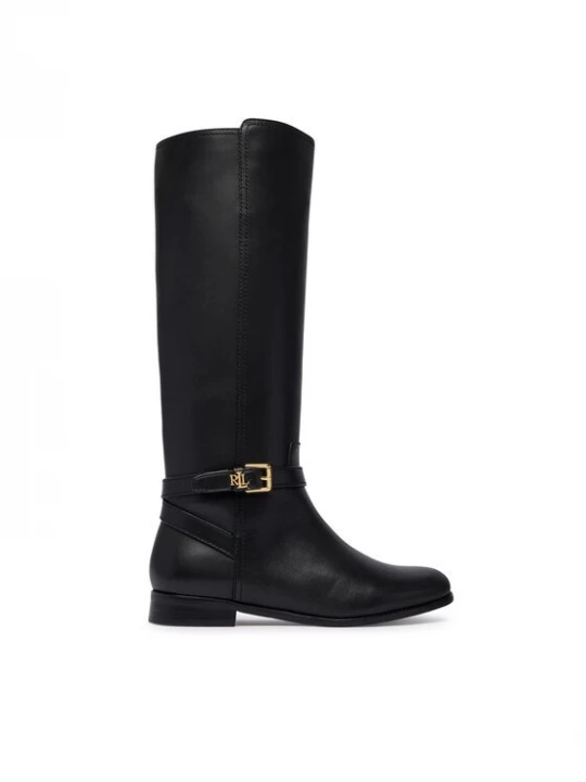 Obrázek produktu LAUREN RALPH LAUREN Kozačky ve vojenském stylu Brooke II Calfskin Tall Boot 802974383004 Černá