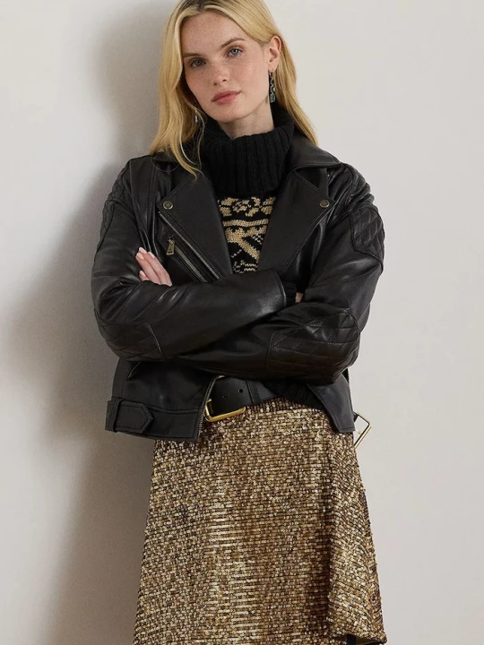 Obrázek produktu Lauren Ralph Lauren Kožená bunda Lauren Ralph Lauren černá