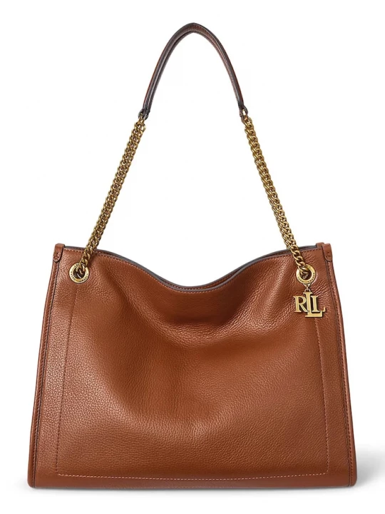 Obrázek produktu Lauren Ralph Lauren Kožená kabelka Lauren Ralph Lauren hnědá