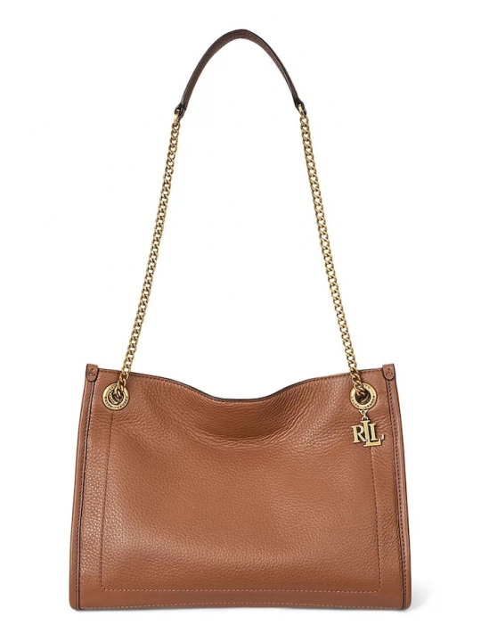 Obrázek produktu Lauren Ralph Lauren Kožená kabelka Lauren Ralph Lauren hnědá