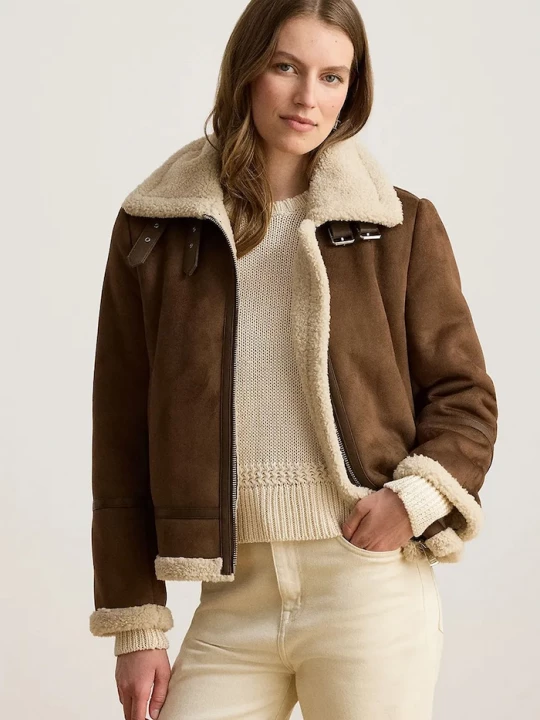 Obrázek produktu Lauren Ralph Lauren krátká bunda dámská z imitace semiše hnědá