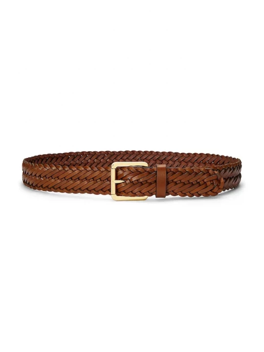 Obrázek produktu Lauren Ralph Lauren pletený pásek dámský kožený hnědá