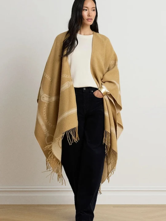 Obrázek produktu Lauren Ralph Lauren pončo dámské s vlnou béžová
