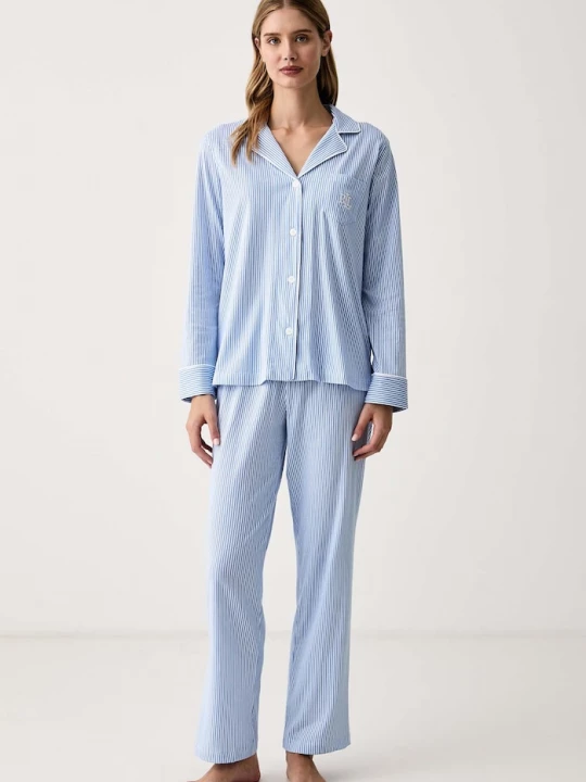 Obrázek produktu Lauren Ralph Lauren pyžamo dámské bavlněné modrá