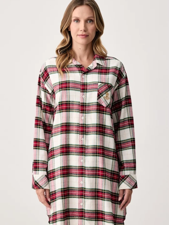 Obrázek produktu Lauren Ralph Lauren pyžamová košile dámská bavlnou béžová