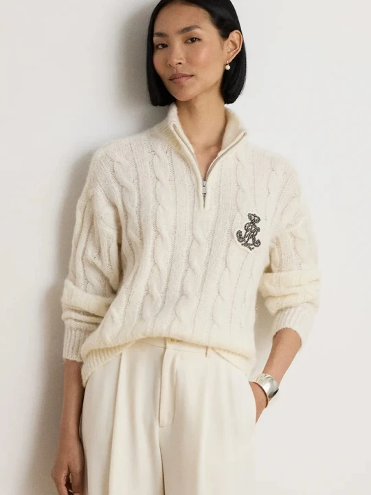Obrázek produktu Lauren Ralph Lauren rozepínací mikina dámská s vlnou béžová