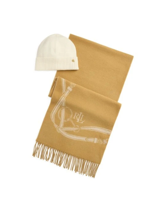 Obrázek produktu LAUREN RALPH LAUREN Sada čepice a šál 454P23530002 Světle hnědá