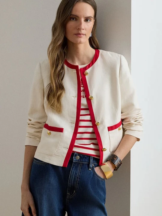 Obrázek produktu Lauren Ralph Lauren sako dámské se lnem béžová