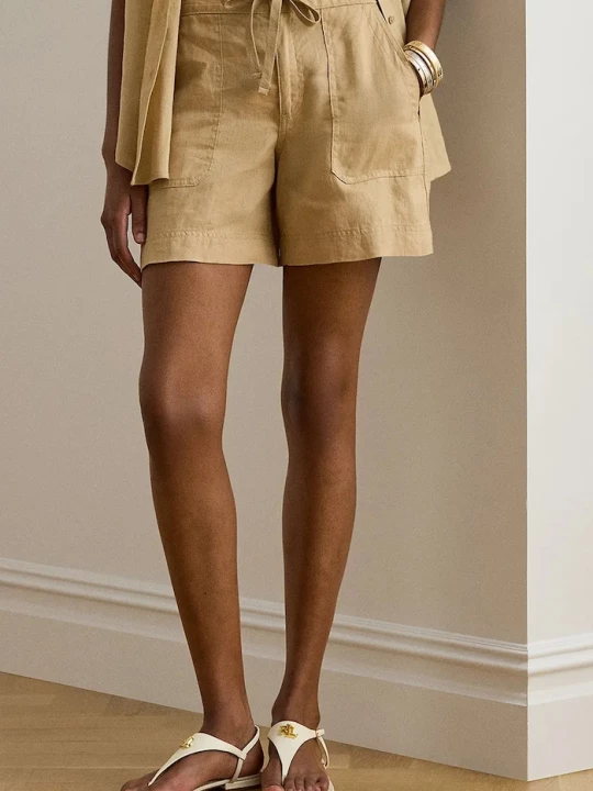 Obrázek produktu Lauren Ralph Lauren šortky dámské lněné béžová