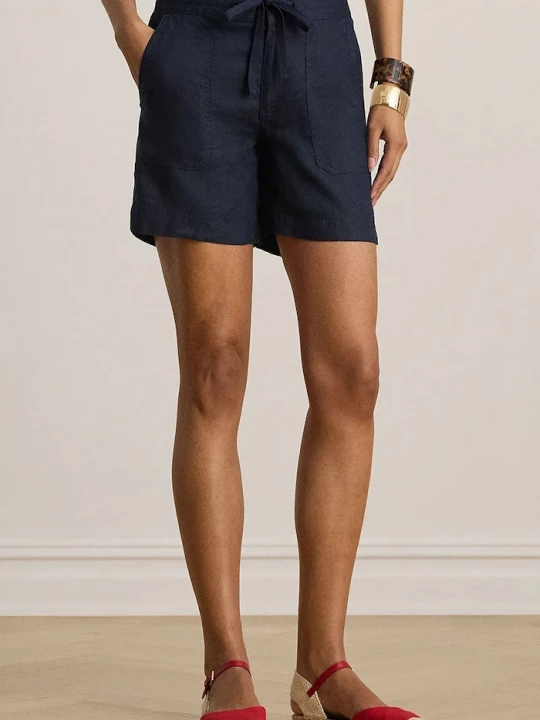 Obrázek produktu Lauren Ralph Lauren šortky dámské lněné námořnická modř