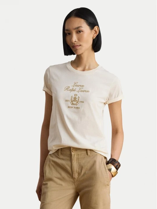 Obrázek produktu LAUREN RALPH LAUREN T-Shirt 200P13943002 Krémová Regular Fit