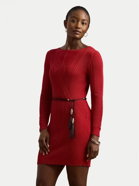 Obrázek produktu LAUREN RALPH LAUREN Úpletové šaty 200971346001 Červená Slim Fit