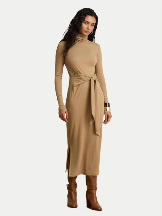 Obrázek produktu LAUREN RALPH LAUREN Úpletové šaty 200980028500 Tmavě béžová Slim Fit
