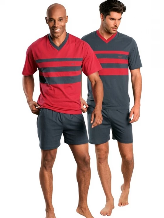 Obrázek produktu LE JOGGER Pyžamo krátké  tmavě šedá / červená