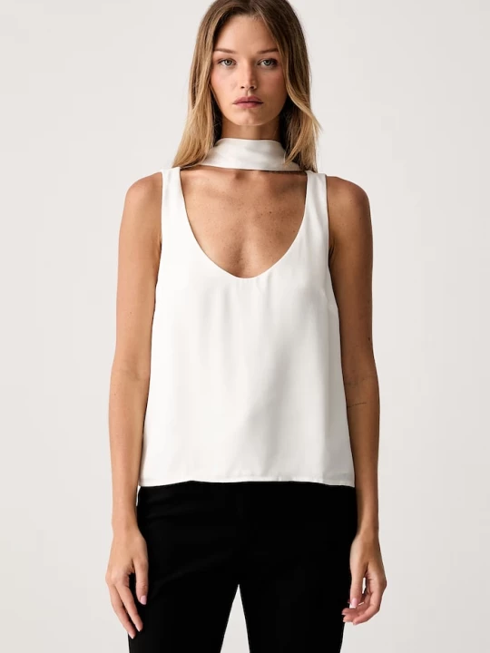 Obrázek produktu Le Privé halenka na ramínka dámská z viskózy PAULETTE TOP BLANC bílá