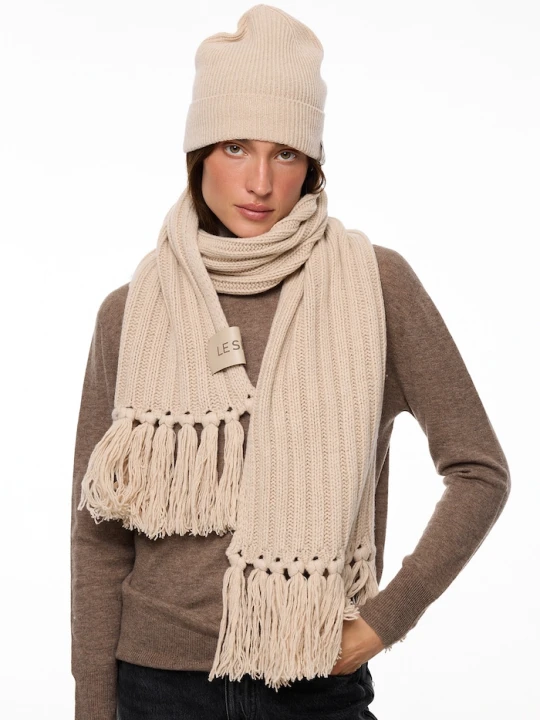 Obrázek produktu LE SH KA headwear šála dámská s příměsí kašmíru Beige Cashnere Scarf