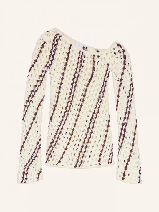 Obrázek produktu Leger Studio One-Shoulder Svetr Laren tmavě hnědá / krémová