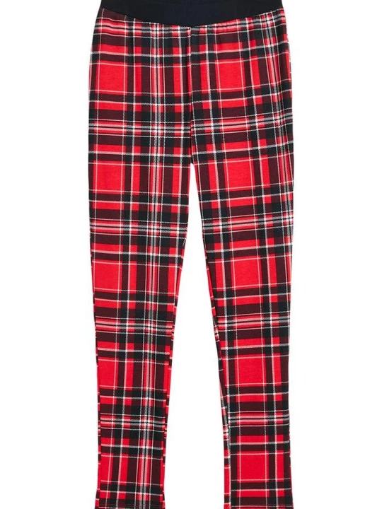Obrázek produktu Legginsy dziewczęce ocieplane, w kratę BonPrix czerwony