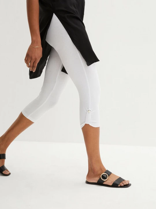 Obrázek produktu Legginsy rybaczki z bawełny organicznej BonPrix biały