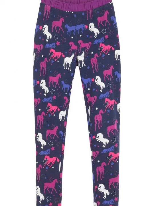 Obrázek produktu Legginsy termiczne z motywem koni BonPrix niebieski