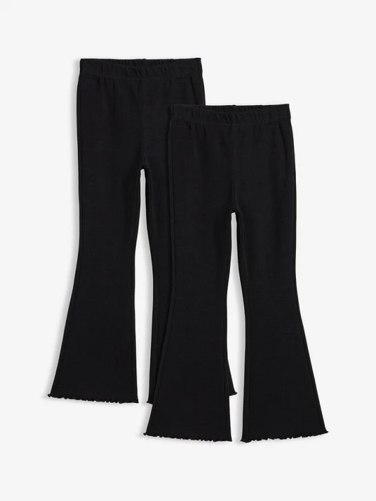 Obrázek produktu Legginsy z prążkowanego materiału, rozszerzone nogawki (2 szt.) BonPrix czarny