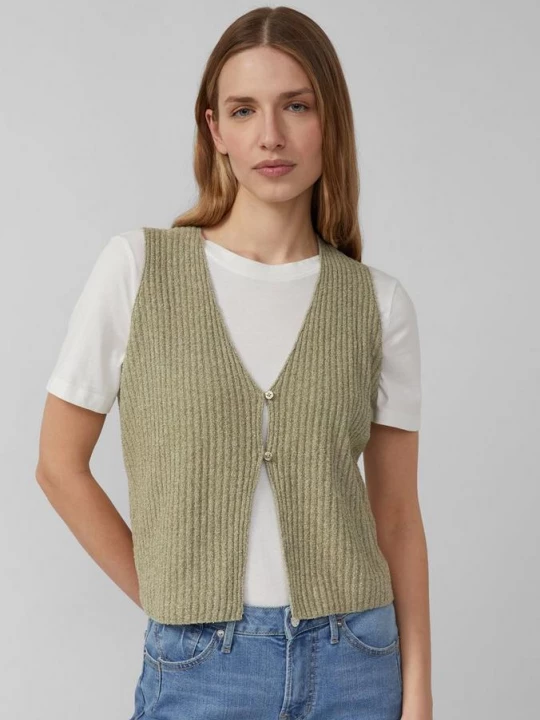 Obrázek produktu Lehká pletená vesta z materiálu bouclé s.Oliver olivová