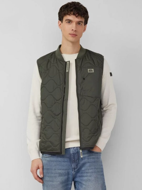 Obrázek produktu Lehká prošívaná vesta límcem bomber v pracovním stylu s.Oliver olivová