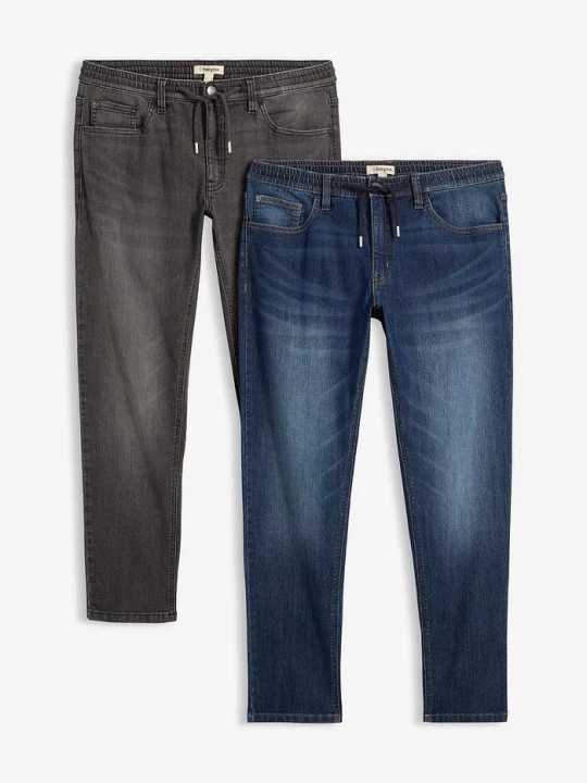 Obrázek produktu Lehké strečové džíny s elastickým pasem, Straight, Regular Fit (2 ks v balení) BonPrix