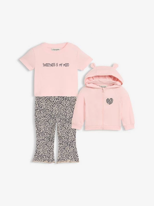 Obrázek produktu Lekka bluza, T-shirt i legginsy z czystej bawełny organicznej (komplet 3-cz.) BonPrix beżowy